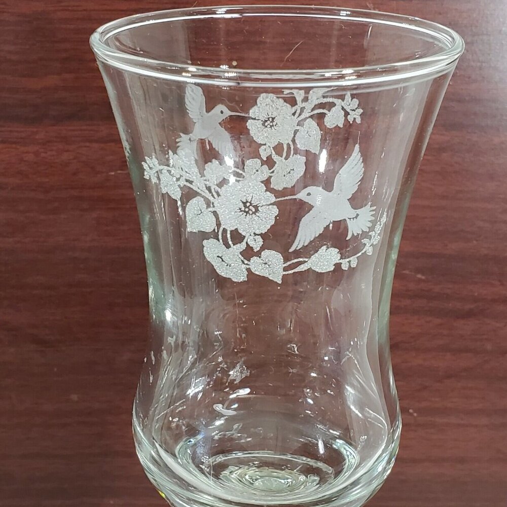 Home Interior Hummingbird Candlestick Holder 11" votive holder etched glass - Picture 2 of 9